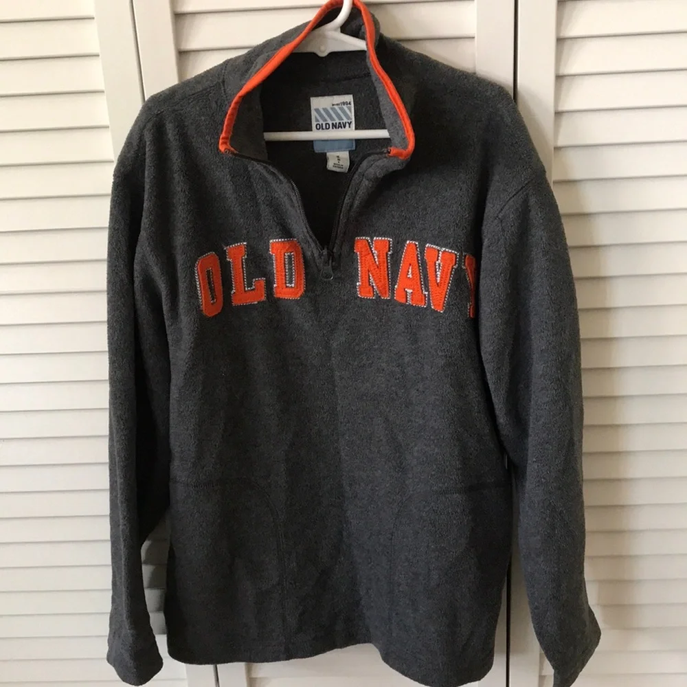 Old Navy boys fleece size‎ M grey with orange